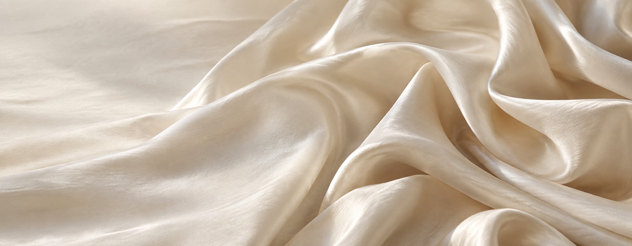 Soft ivory silk falling into gentle folds